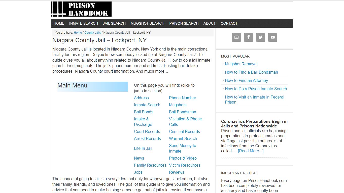 Niagara County Jail – Lockport, NY - Prison Handbook